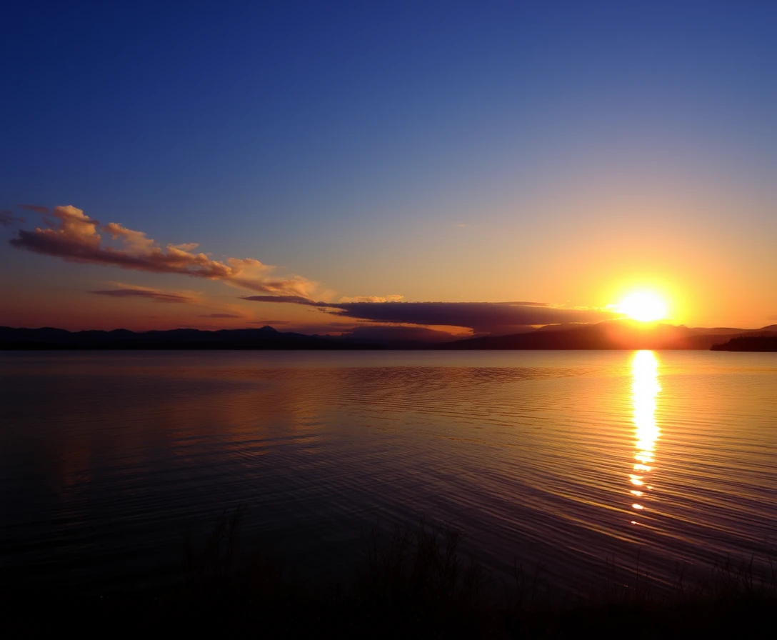 Beautiful sunset over a tranquil lake